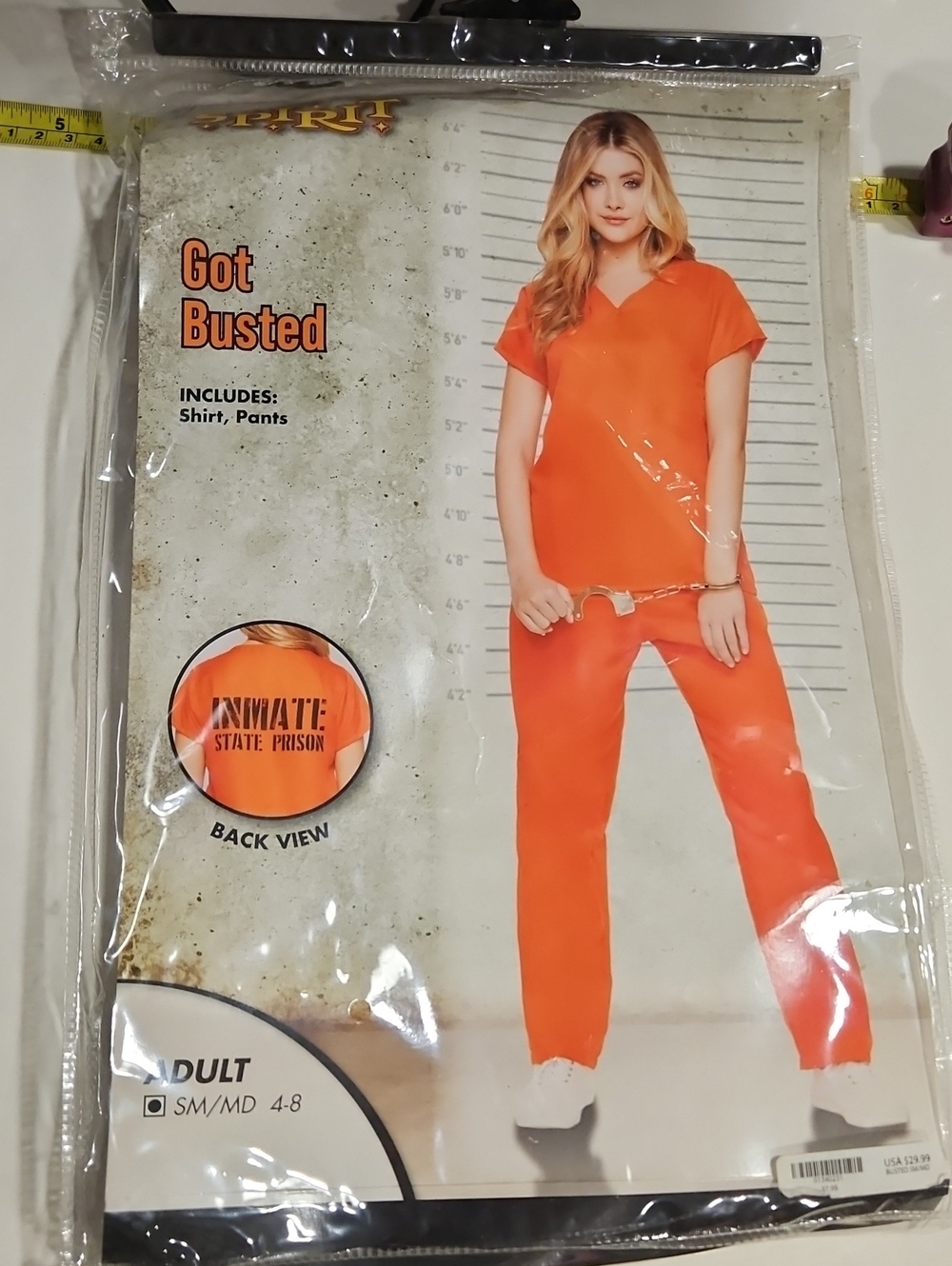 Got Busted Women's Orange Inmate Jumpsuit Costume S/MD